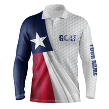 Load image into Gallery viewer, Texas flag white golf ball skin Mens golf polo shirts custom name patriotic golf tops for mens NQS6867