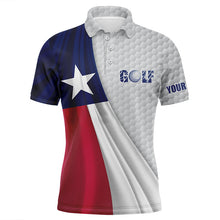 Load image into Gallery viewer, Texas flag white golf ball skin Mens golf polo shirts custom name patriotic golf tops for mens NQS6867