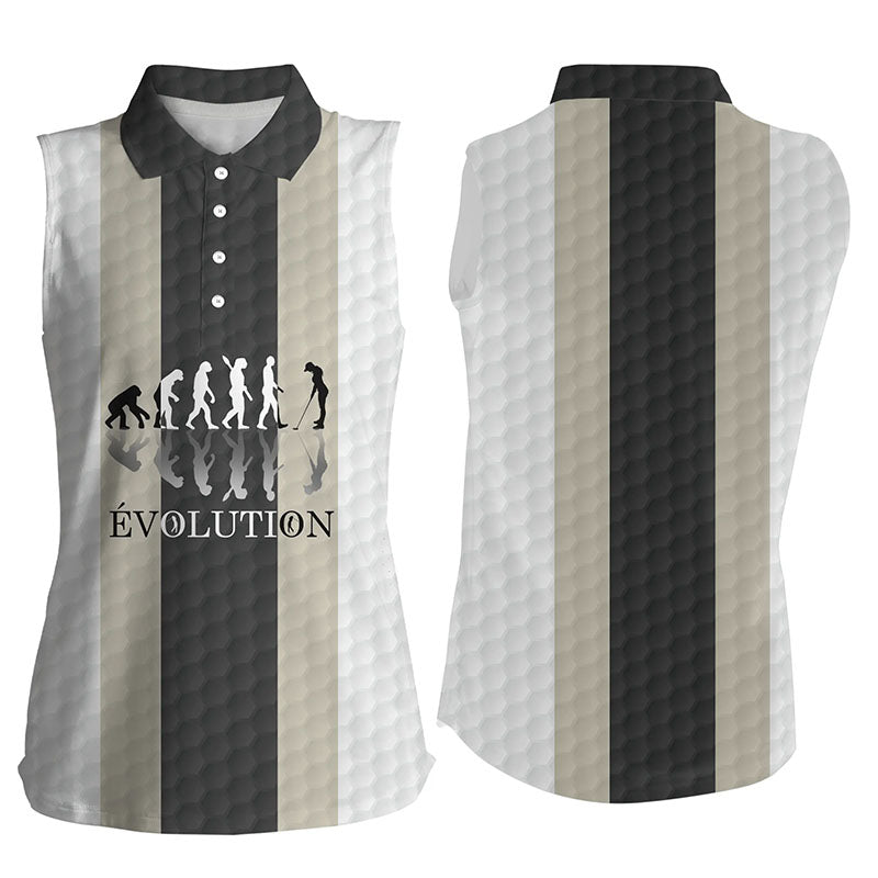 Ladies sleeveless golf shirts golf ball pattern Evolution polo shirt for womens, golfing gifts NQS6886