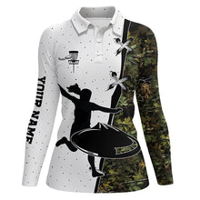 Load image into Gallery viewer, Womens disc golf polo shirts custom name camouflage disc golf team shirts, disc golf gifts NQS7310