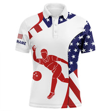 Load image into Gallery viewer, Personalized Bowling Shirt for men Custom American flag patriotic Bowler Jersey bowling polo shirt NQS6422