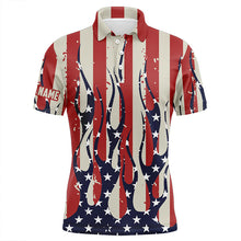 Load image into Gallery viewer, Men golf polo shirt custom American flag fire male golf attire for men, mens golf tops NQS7057