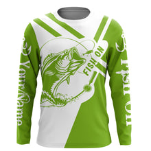Load image into Gallery viewer, Largemouth Bass fishing clothes green Custom upf fishing Shirts, custom fishing shirts with hood NQS3082
