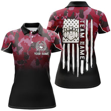Load image into Gallery viewer, Black red camo Women bowling polo shirts Custom American flag patriotic bowling team league jerseys NQS6657