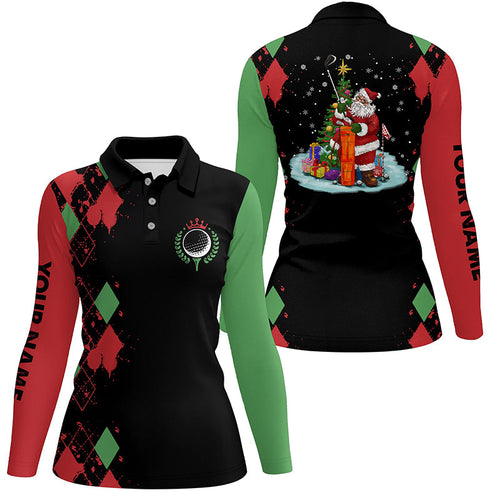 Christmas Womens golf polo shirt custom Christmas Santa Claus golf shirt for ladies, team golf jerseys NQS6665