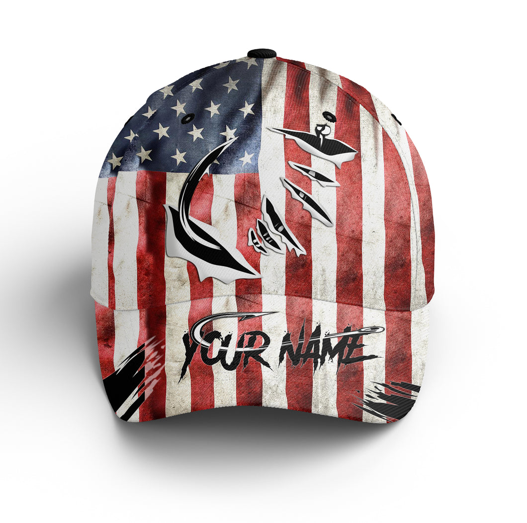 American flag fish hook Custom fishing hat Adjustable Unisex Fishing Baseball Angler flag hat cap NQS3524