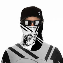 Load image into Gallery viewer, Largemouth Bass Fishing fish on black and white custom name performance fishing shirts NQS899