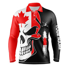 Load image into Gallery viewer, Mens golf polo shirts Canadian flag patriotic custom skull golf shirts for men, best mens golf wear NQS5067