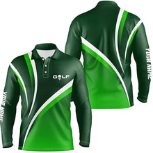 Load image into Gallery viewer, Mens golf polo shirts custom name men&#39;s golf polos, tournament golf tops for mens | Green NQS6919