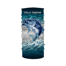 Load image into Gallery viewer, Bass fishing blue sea water camo Custom Name performance long sleeve fishing shirts uv protection NQS3680