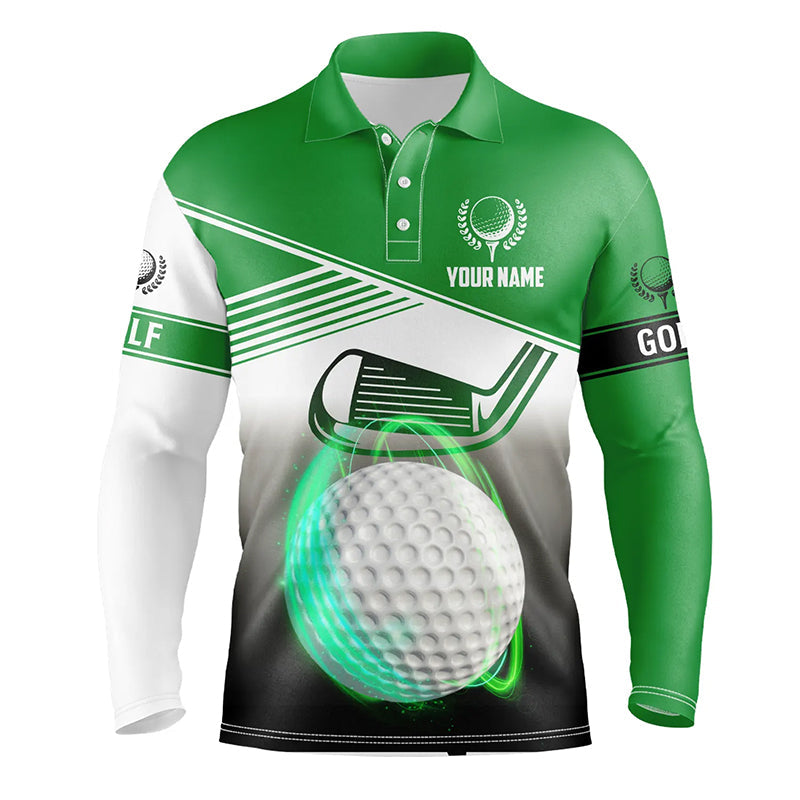 Mens golf polo shirts custom name golf ball men's golf polos, best mens golf wears | Green NQS6930