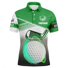 Load image into Gallery viewer, Mens golf polo shirts custom name golf ball men&#39;s golf polos, best mens golf wears | Green NQS6930