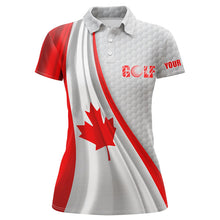 Load image into Gallery viewer, Canadian flag white golf ball skin Womens golf polo shirts custom name patriotic golf tops for women NQS6740