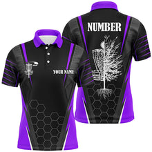 Load image into Gallery viewer, Mens disc golf polo shirt custom disc golf shirt, disc basket golf gifts for mens | Purple NQS7105