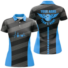 Load image into Gallery viewer, Women bowling polo shirts custom bowling team shirts for bowlers, team bowling jerseys | Blue NQS7220