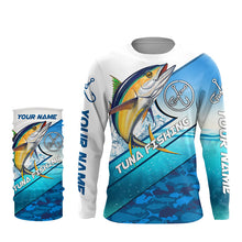 Load image into Gallery viewer, Tuna fishing blue sea camo UV protection long sleeve fishing shirts, custom Tuna fishing jerseys NQS5090