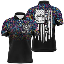 Load image into Gallery viewer, Black bowling camo Mens polo bowling shirts Custom American flag patriotic bowling team league jerseys NQS6759
