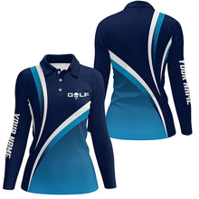 Load image into Gallery viewer, Women golf polo shirts custom name womens golf clothes, tournament golf tops for ladies | Blue NQS6510