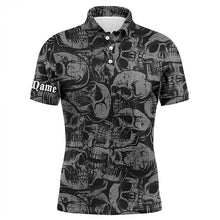 Load image into Gallery viewer, Black skull pattern Mens golf polo shirt custom cool golf shirts for men, best golf gifts NQS6519