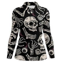 Load image into Gallery viewer, Skull bone pattern Womens golf polo shirts custom golf tops for women, best golf gifts NQS6521