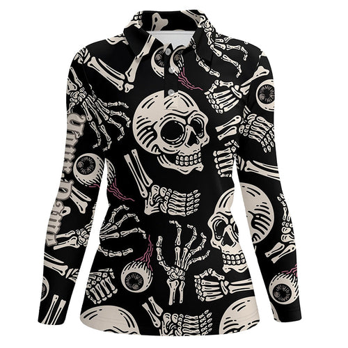 Skull bone pattern Womens golf polo shirts custom golf tops for women, best golf gifts NQS6521