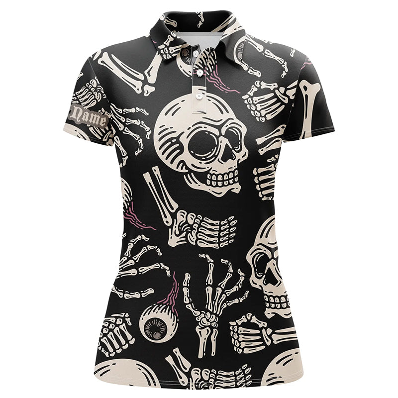 Skull bone pattern Womens golf polo shirts custom golf tops for women, best golf gifts NQS6521