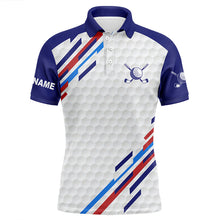 Load image into Gallery viewer, Personalized white golf polos shirts for mens, custom golf tops for mens | Blue NQS7119
