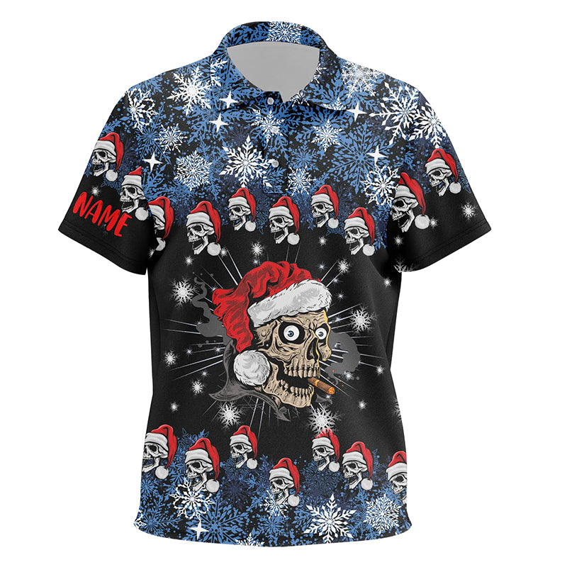 Funny Christmas Skull Santa snowflake pattern custom Kid golf polo shirts, golf attire for Kid NQS6778