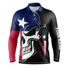 Load image into Gallery viewer, Mens golf polo shirts Texas flag patriotic custom skull golf shirts for men, best mens golf wear NQS6311