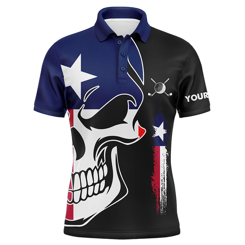 Mens golf polo shirts Texas flag patriotic custom skull golf shirts for men, best mens golf wear NQS6311
