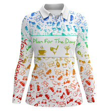 Load image into Gallery viewer, Rainbow gradient golf pattern Womens golf polo shirt custom coffee golf cocktail polo shirts for women NQS6786