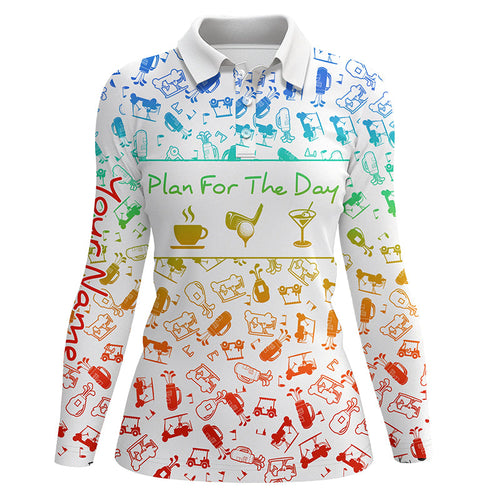 Rainbow gradient golf pattern Womens golf polo shirt custom coffee golf cocktail polo shirts for women NQS6786