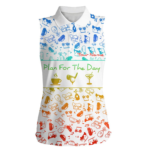 Rainbow gradient golf pattern Women sleeveless polos shirt custom coffee golf cocktail polo golf shirt NQS6786