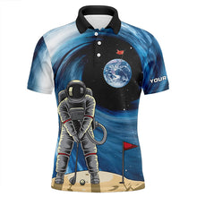 Load image into Gallery viewer, Funny Astronaut golfing Men golf polo shirt custom male golf attire for men, golfer gifts NQS6788