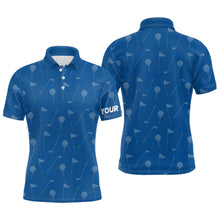 Load image into Gallery viewer, Mens golf polo shirt custom blue golf pattern polos shirt for men, personalized golf gifts NQS6577