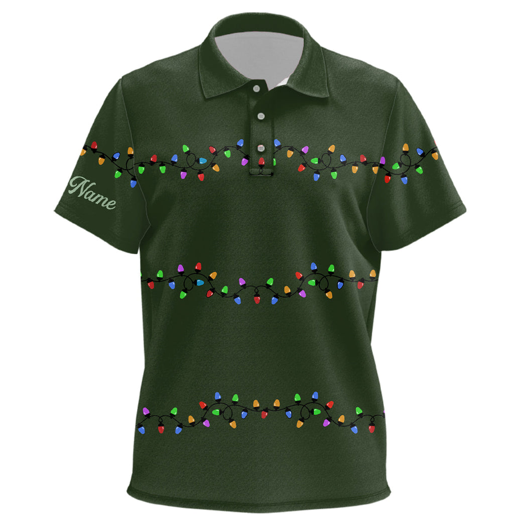 Green Christmas light Kid golf polo shirts custom Kid christmas golf shirt, Xmas golf tops NQS6833