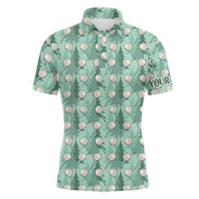 Load image into Gallery viewer, Mens golf polo shirts custom name green pine tree golf tees pattern, golf outfits for mens NQS6866