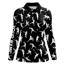 Load image into Gallery viewer, Black Women disc golf polo shirt custom disc golf jerseys, disc team golf shirt for womens NQS6417