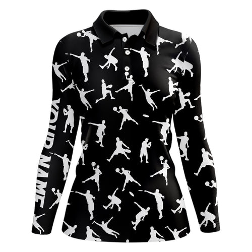 Black Women disc golf polo shirt custom disc golf jerseys, disc team golf shirt for womens NQS6417