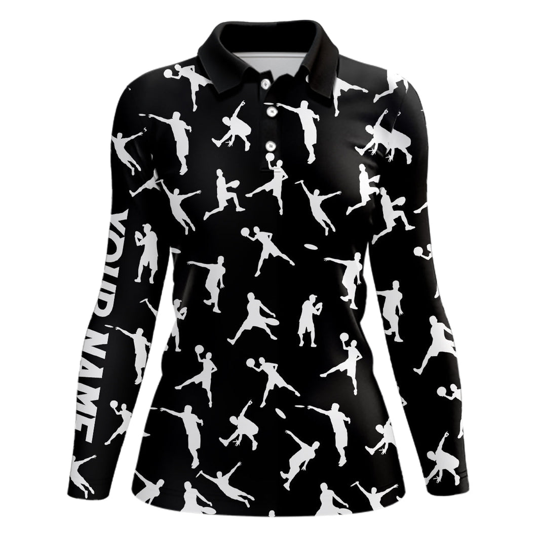 Black Women disc golf polo shirt custom disc golf jerseys, disc team golf shirt for womens NQS6417