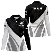 Load image into Gallery viewer, Black and white Womens golf polo shirt custom golf ball fire ladies golf tops NQS7063