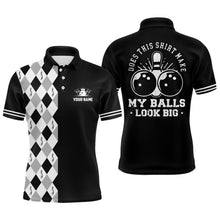 Load image into Gallery viewer, Funny black retro Bowling Polo Shirts for men Custom Does this shirt make my balls look big NQS6692