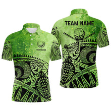 Load image into Gallery viewer, Mens golf polo shirts custom name tribal pattern men&#39;s golf polos, best mens golf wears | Green NQS6928