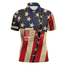 Load image into Gallery viewer, Vintage American flag Mens disc golf polo shirts custom patriotic disc golf shirt NQS6767
