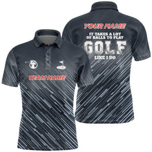 Load image into Gallery viewer, Blue pattern Mens golf polo shirts custom It takes a lot of balls to play golf like I do men golf tops NQS6630