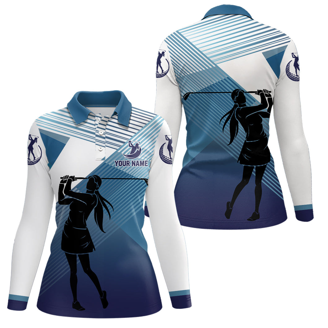 Women golf polo shirt custom abstract blue background team golf shirts, golf tops for ladies NQS7075