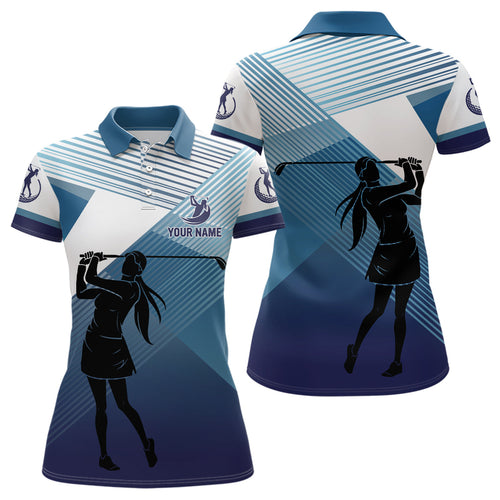 Women golf polo shirt custom abstract blue background team golf shirts, golf tops for ladies NQS7075