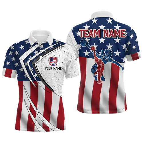 American flag retro Bowling Shirts For Men Custom Patriotic Bowling Team League Jerseys Polo Shirts NQS6549