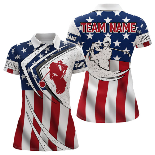 American flag retro Golf Shirts For Women Custom Patriotic Golf Team Jerseys Polo Shirts NQS6700