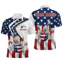 Load image into Gallery viewer, American flag retro Bowling Shirts For Men Custom Patriotic Bowling Team League Jerseys Polo Shirts NQS6714